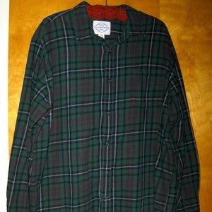 St John's Bay Flannel Shirt Men's Green Plaid Size XL